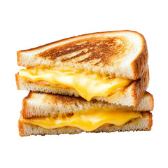Mouthwatering Grilled Cheese Sandwich with Melted Cheese on White Background