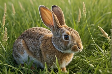Fototapeta premium there is a rabbit that is sitting in the grass