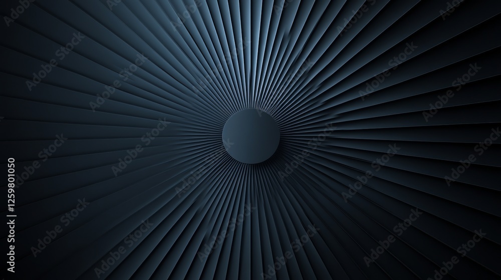 Wall mural abstract minimalist composition with radial lines emanating from the center on blue background. feat
