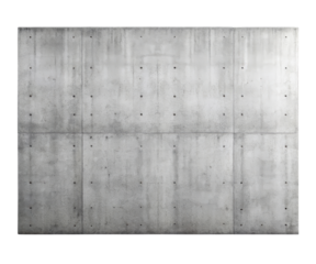 Textured concrete wall panel on a transparent background