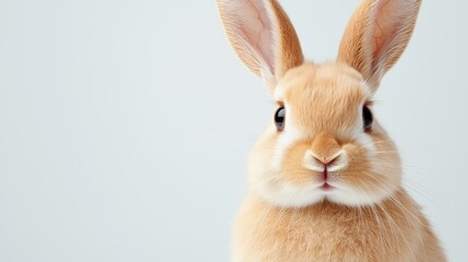 Obraz premium Cute bunny rabbit portrait studio animal photography minimalist background close-up whimsical charm