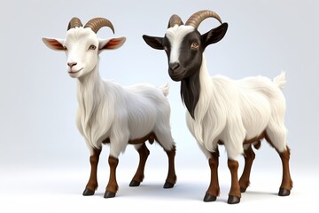Obraz premium there are two goats standing next to each other on a white surface