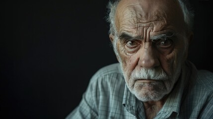 Upset Man on black background.