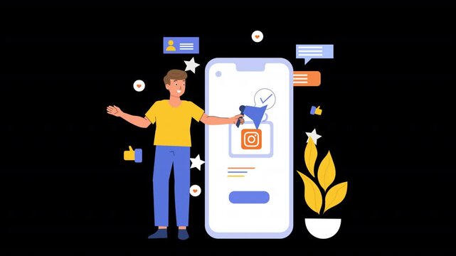 Depict social media campaigns with flat vector designs of visuals, hashtags, and analytics.