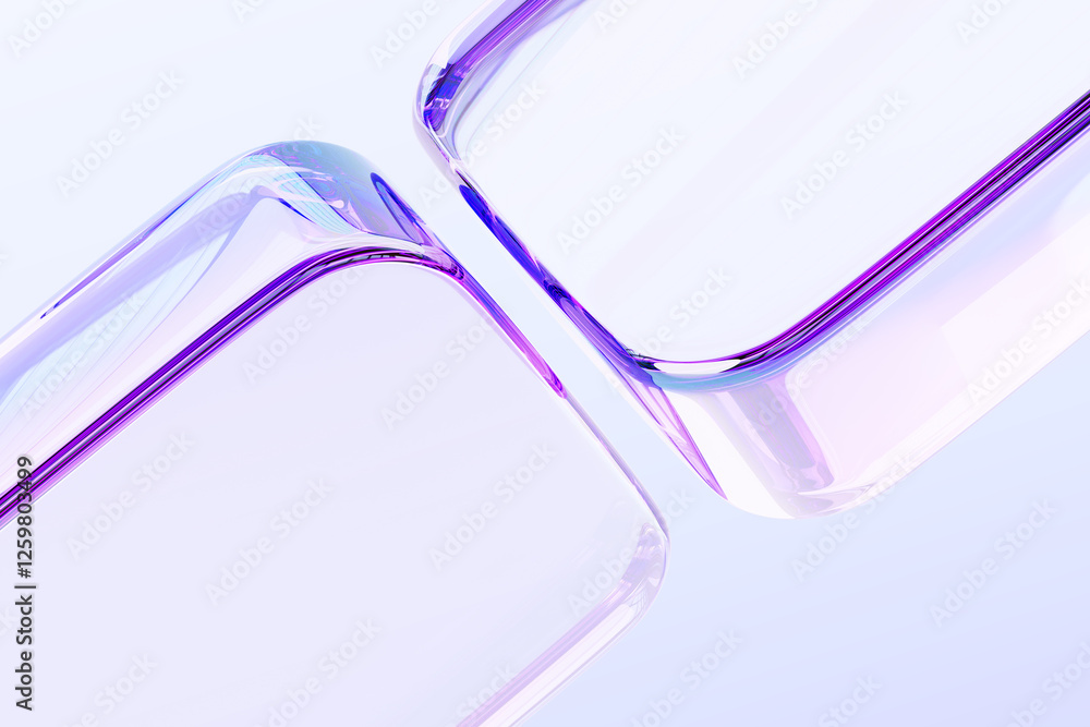 Aufkleber glass holographic transparent cubes 3d background. abstract geometric clear block shapes with rainbo