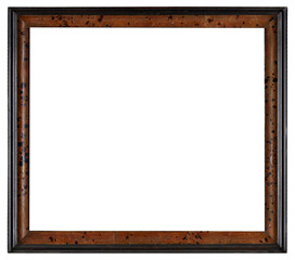 Dark varnished old picture frame. In PNG format on a transparent background.