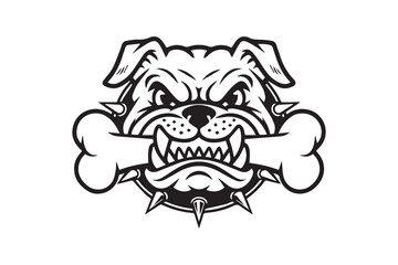 Angry Bulldog with Spiked Collar and Bones vector