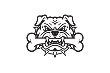 Angry Bulldog with Spiked Collar and Bones vector