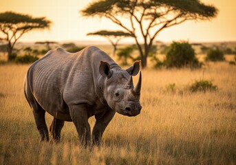 Obraz premium Majestic One-Horned Rhino: A Symbol of Strength and Conservation