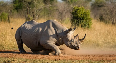 Obraz premium Majestic One-Horned Rhino: A Symbol of Strength and Conservation