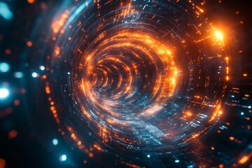 Glowing energy tunnel, digital art, futuristic background