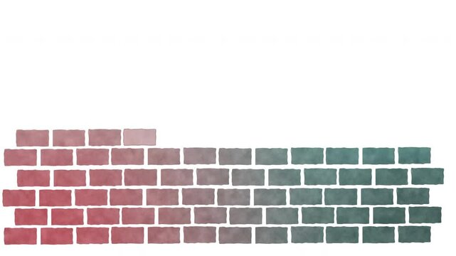 Brick wall construction. Bricks installing, building wall. Concept of construction, protection, craftsmanship and module structure.