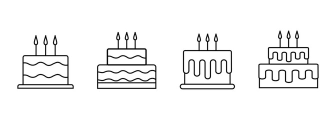 Naklejka premium Birthday cake vector silhouette, birthday cake icon