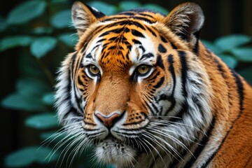 there is a tiger that is looking at the camera