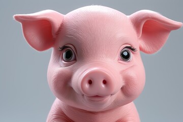 there is a pink pig that is sitting on a table