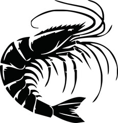 Shrimp Silhouette vector illustration black