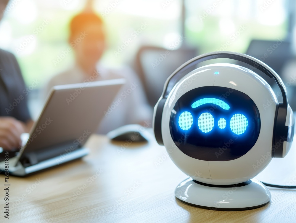 Poster worker use online customer service with chat bot as conversation assistant in office. - ai