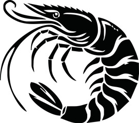 Shrimp Silhouette vector illustration black