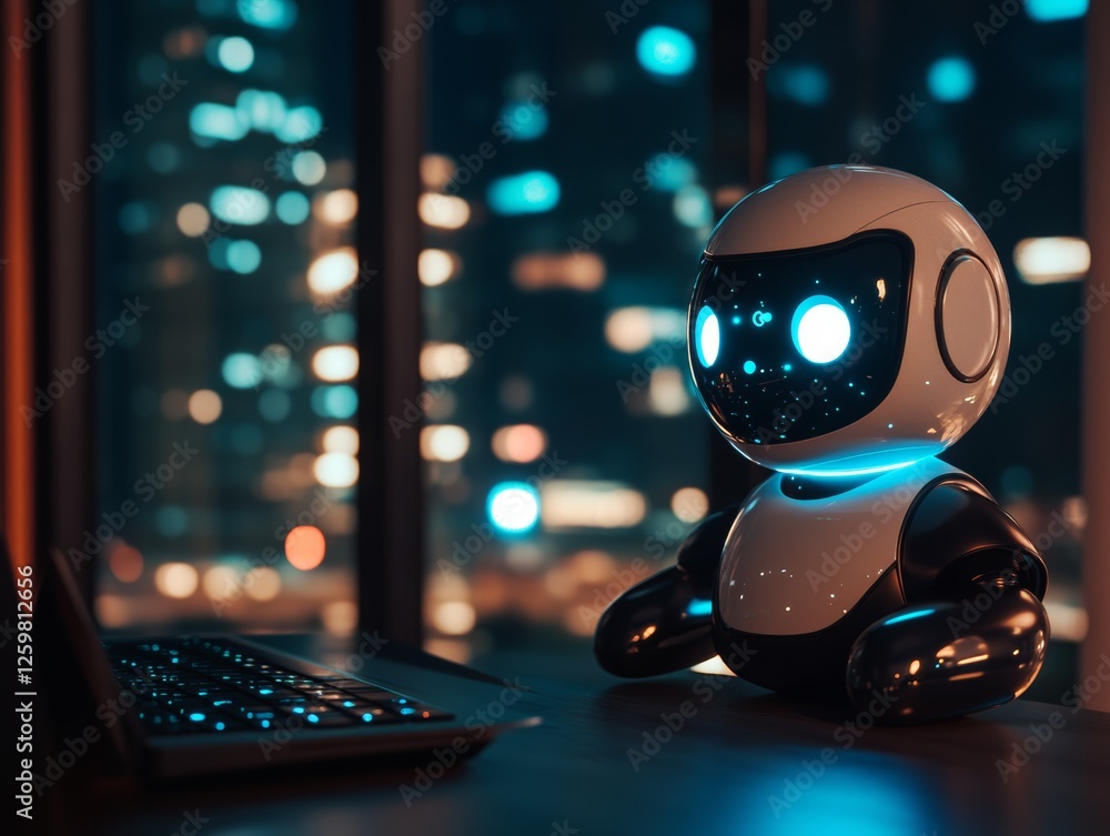 Poster worker use online customer service with chat bot as conversation assistant in office. - ai