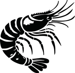 Shrimp Silhouette vector illustration black