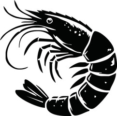 Shrimp Silhouette vector illustration black