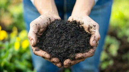 Rich, Dark Soil Held in Hands - Garden Earth