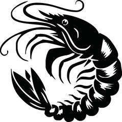 Shrimp Silhouette vector illustration black