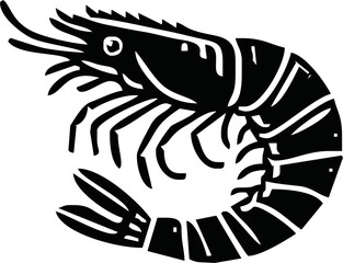 Shrimp Silhouette vector illustration black