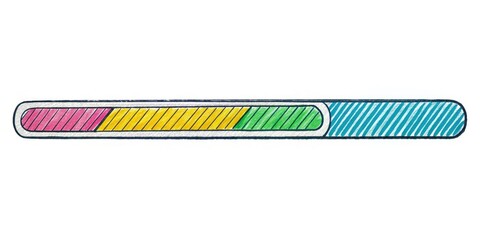 Doodle Loading Bar, Progress Indicator, Hand Drawn Sketch, Panoramic, White Background