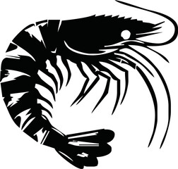 Shrimp Silhouette vector illustration black