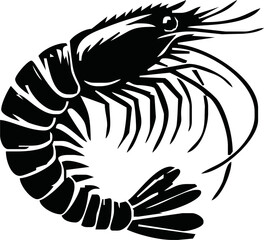 Shrimp Silhouette vector illustration black