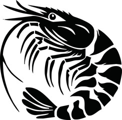 Shrimp Silhouette vector illustration black