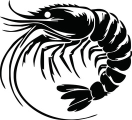 Shrimp Silhouette vector illustration black