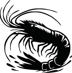 Shrimp Silhouette vector illustration black