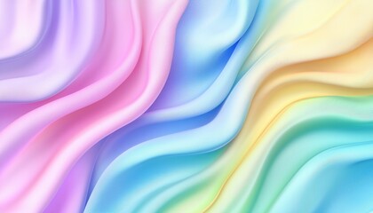 A colorful, abstract wave pattern featuring pastel shades of pink, blue, and yellow, creating a soft, fluid visual effect.