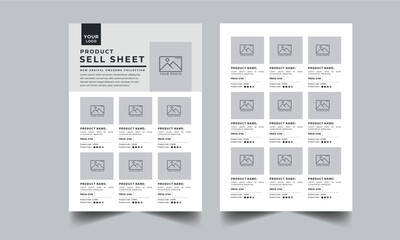 Product Line Sheet Template, Wholesale Template, Product Catalog Layout with 2 page design template