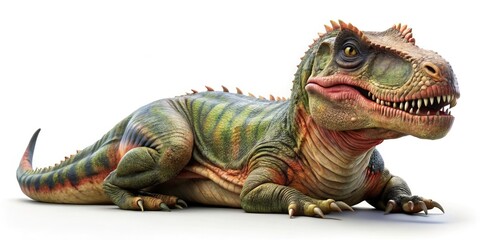 Obraz premium Giganotosaurus White Background: Prehistoric Giant, Dinosaur Photo, Realistic 3D Render, Paleontology Image, Cretaceous Period, Giant Lizard, Extinct Reptile, Dinosaur Art