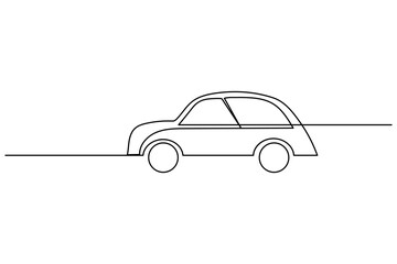 Naklejka premium Car one line art drawing and minimalist style isolate outline car vector illustration