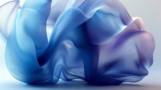 Ethereal Fabric: Flowing swathes of pastel-toned cloth, blending shades of blue, cascade with a graceful, dynamic movement, creating a sense of weightlessness and visual harmony.