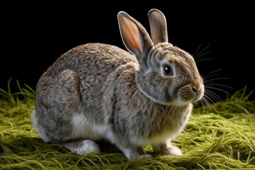 Fototapeta premium there is a rabbit that is sitting on some grass