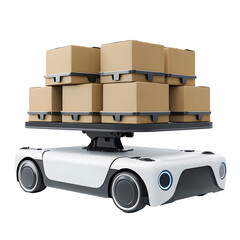 Autonomous Logistic Robot Carrying Parcels in Futuristic Warehouse