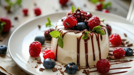 A Delectable Panna Cotta with Berries and Chocolate