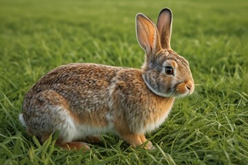 Fototapeta premium there is a rabbit that is sitting in the grass