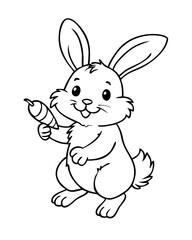 Obraz premium easter bunny cartoon drawing , colouring page outline art, coloring book