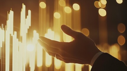 Abstract Representation of Data Visualization with Hands in Focus