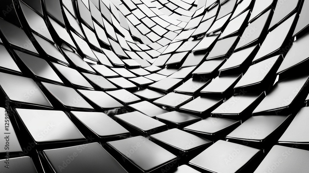 Poster captivating geometric abstract intertwining patterns in monochrome minimalist design