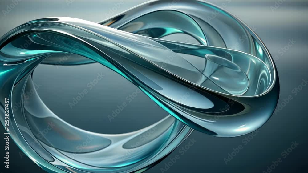 Poster elegant glass sculpture intertwining in a mesmerizing display of fluidity and reflection in a serene