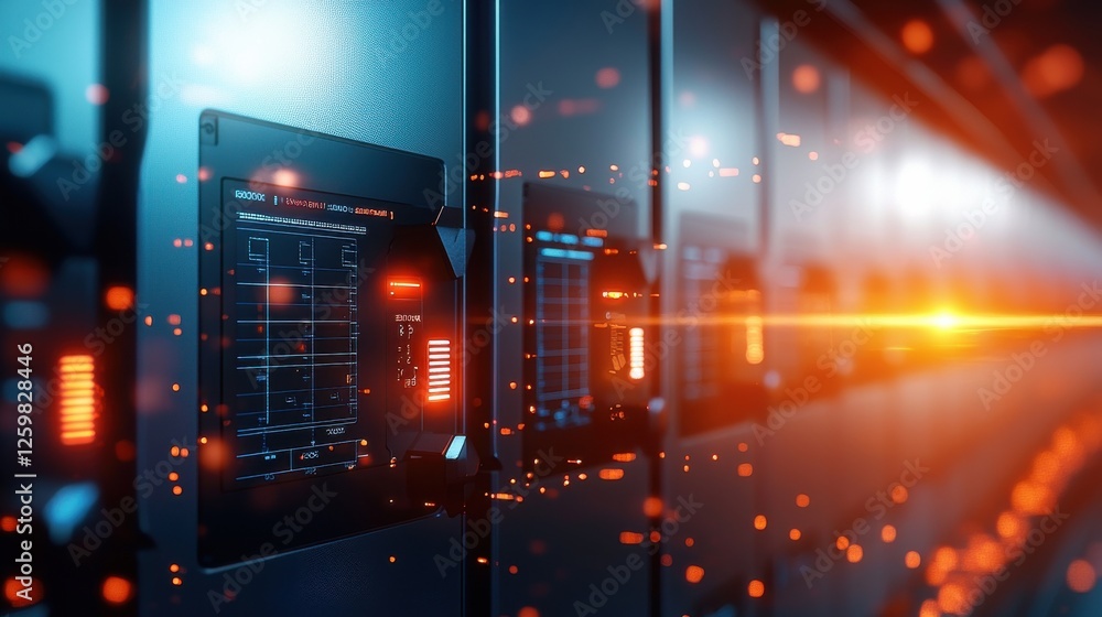 Aufkleber futuristic digital technology and data network concept with intelligence and coding elements