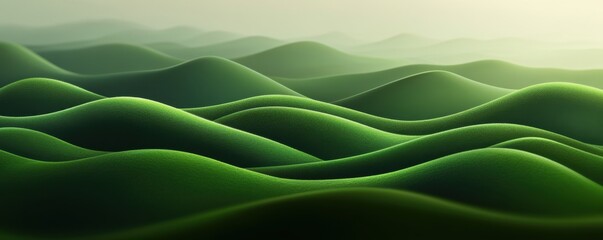 Serene Green Hills Landscape - Abstract Nature Art