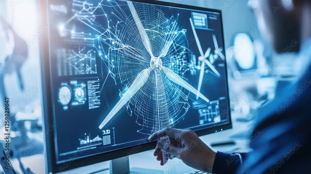 Poster futuristic digital dashboard with complex data visualization and analytics